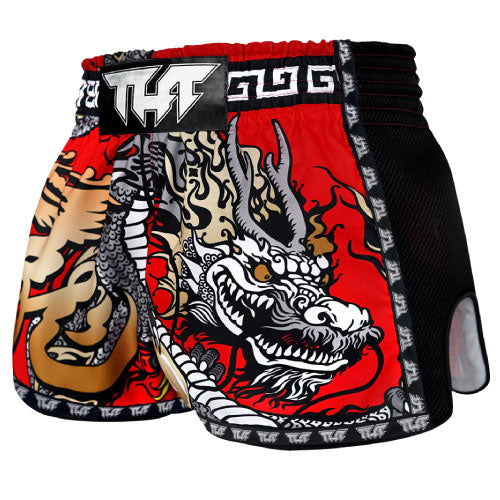 Tuff Muay Thai Shorts TUFF Red Chinese Dragon Retro Muay Thai Shorts