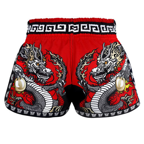 Tuff Muay Thai Shorts TUFF Red Chinese Dragon Retro Muay Thai Shorts