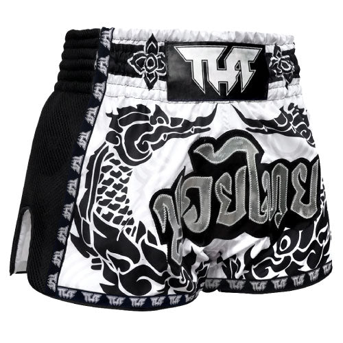 Tuff Muay Thai Shorts TUFF The Great Hongsa White Retro Muay Thai Shorts