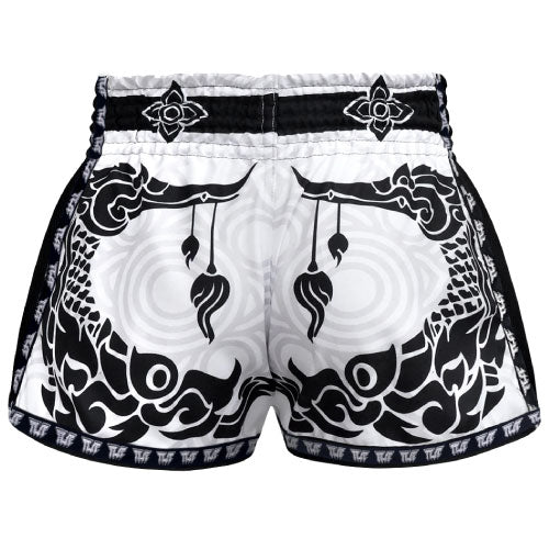 Tuff Muay Thai Shorts TUFF The Great Hongsa White Retro Muay Thai Shorts