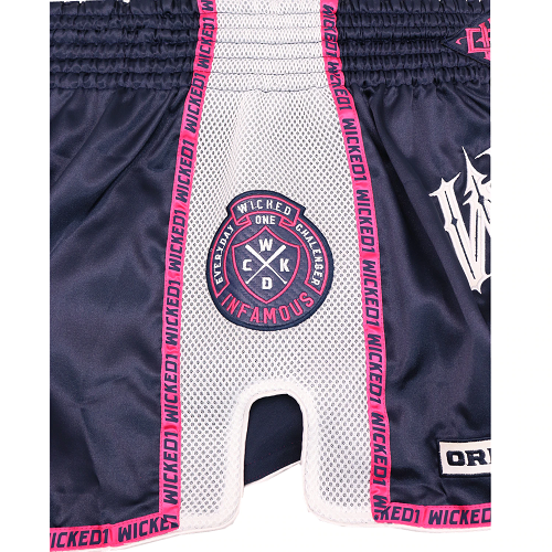 Wicked One Muay Thai Muay Thai Shorts Wicked One Infamous Muay Thai Shorts Black Pink White
