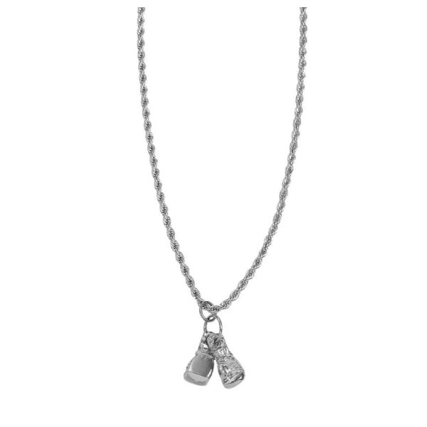TITLE Boxing Silver Gloves Necklace