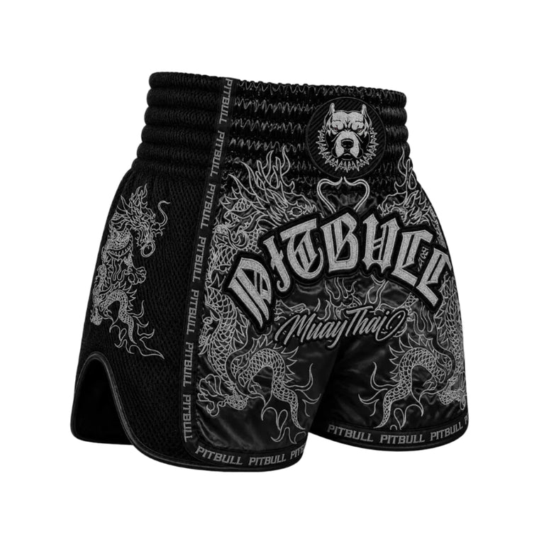 Pitbull Dragons Muay Thai Shorts Black/Black