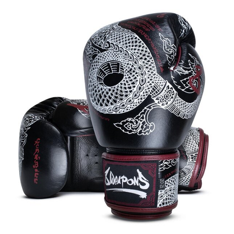 8 Weapons Boxing Gloves 8 Weapons Boxing Gloves Sak Yant Naga Black-Maroon