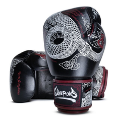 8 Weapons Boxing Gloves 8 Weapons Boxing Gloves Sak Yant Naga Black-Maroon