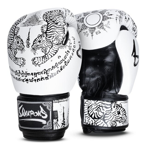 8 Weapons Combo 8 Weapons Sak Yant Tigers White Gloves + Shin Guard Combo