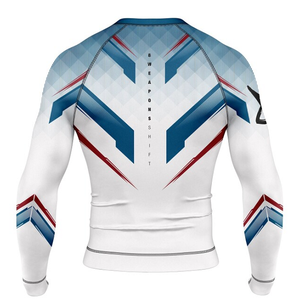 8 Weapons Longsleeve Rash Guard 8 Weapons Rashguard LS Shift White-Navy-Red