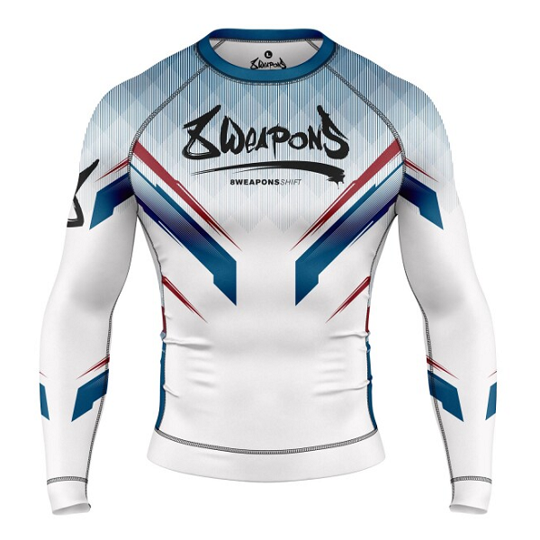 8 Weapons Rashguard LS Shift White-Navy-Red