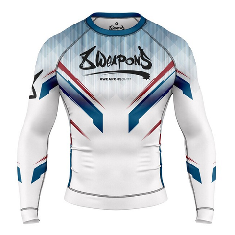 8 Weapons Rashguard LS Shift White-Navy-Red