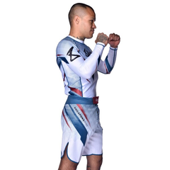 8 Weapons MMA Shorts 8 Weapons Fight Shorts Shift White-Navy-Red