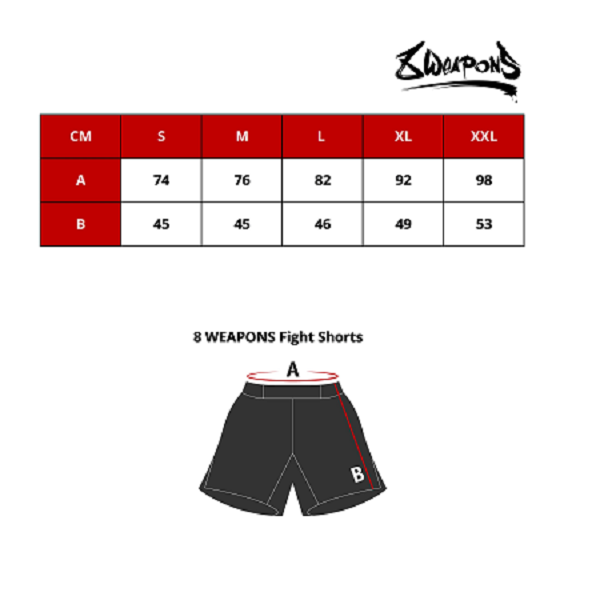 8 Weapons MMA Shorts 8 Weapons Fight Shorts Shift White-Navy-Red