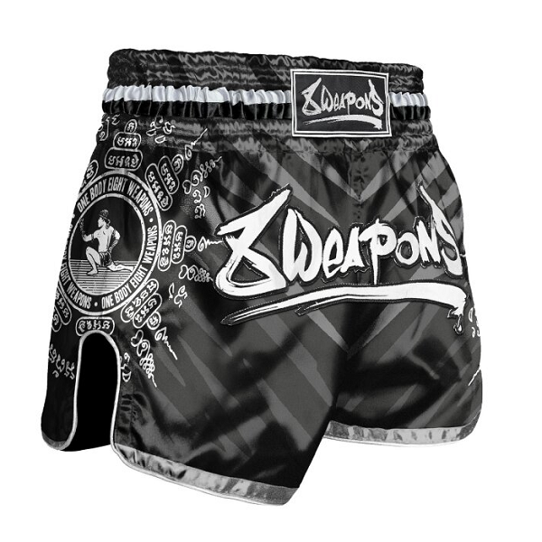 8 Weapons Muay Thai Shorts 8 Ways Yant Black-Silver