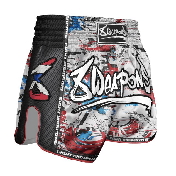 8 Weapons Muay Thai Shorts Cut Like a Blade 2.0 White