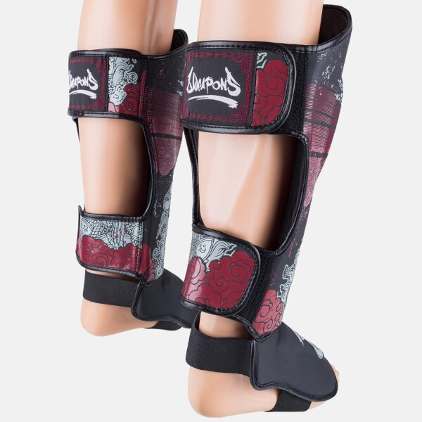 8 Weapons Shin Guards 8 Weapons Shin Guards Hanuman Yant Black-Red