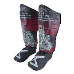 8 Weapons Shin Guards 8 Weapons Shin Guards Hanuman Yant Black-Red