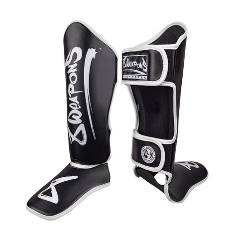 8 Weapons Shin Guards Kids Unlimited Black-White