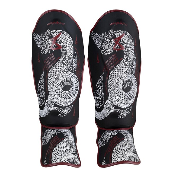 8 Weapons Shin Guards 8 Weapons Shin Guards Sak Yant Naga Black-Maroon