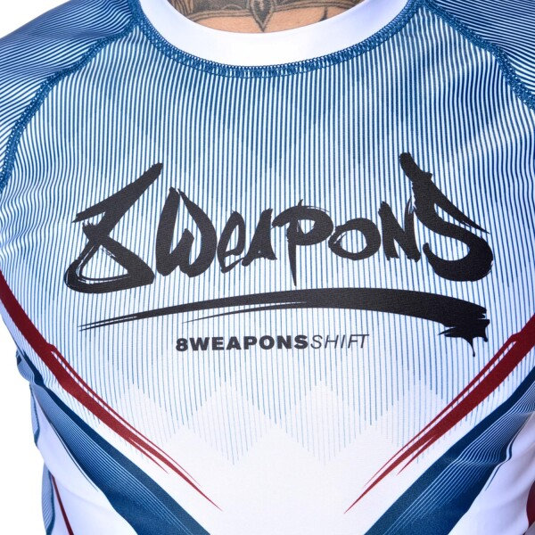 8 Weapons Short Sleeve Rashguards 8 Weapons Rashguard SS Shift White-Navy-Red