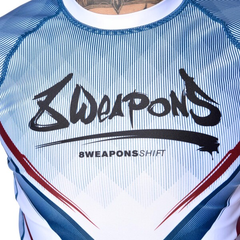8 Weapons Short Sleeve Rashguards 8 Weapons Rashguard SS Shift White-Navy-Red