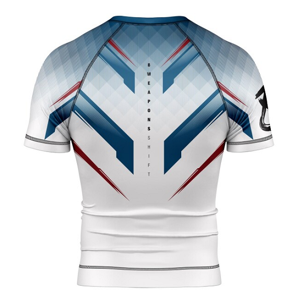 8 Weapons Short Sleeve Rashguards 8 Weapons Rashguard SS Shift White-Navy-Red