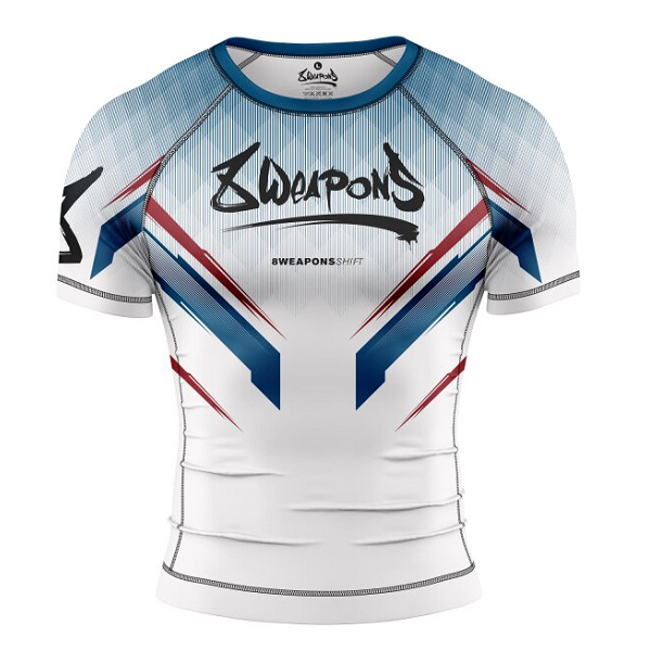 8 Weapons Rashguard SS Shift White-Navy-Red