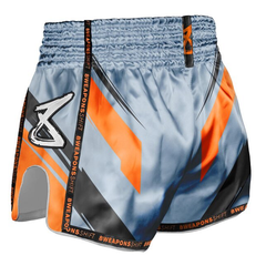 8 Weapons Muay Thai Shorts Shif, Ice-Grey-Orange
