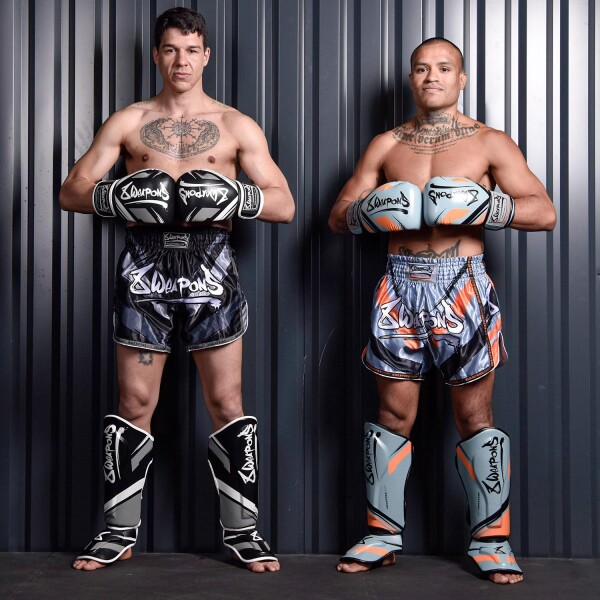 8 Weapons Muay Thai Shorts Shif, Ice-Grey-Orange
