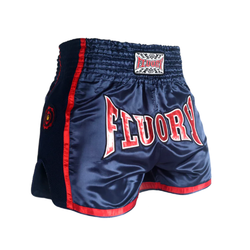 Fluory Eternity Classic Retro Muay Thai Shorts Blue Red