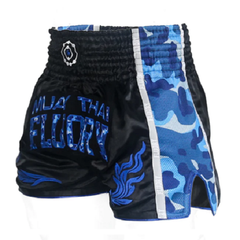 Fluory Eternity Camo Retro Muay Thai Shorts Blue