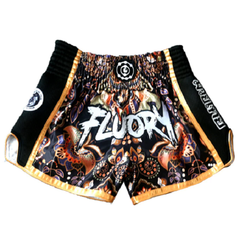 Fluory Eternity Retro Muay Thai Shorts Black Gold