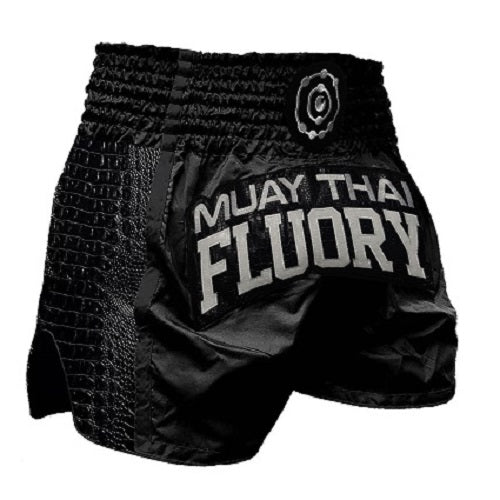 Fluory Eternity Retro Muay Thai Shorts Crocodile Black
