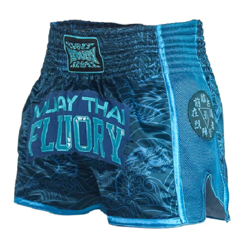 Fluory Shadow Retro Muay Thai Shorts Blue