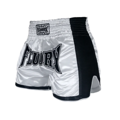 Fluory Eternity Classic Retro Muay Thai Shorts White Black