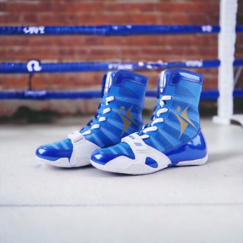 Kangrui Pro High Top Boxing Shoes Blue
