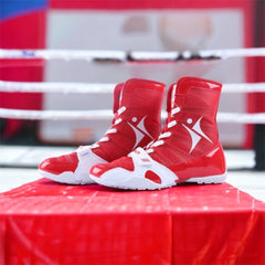 Kangrui Pro High Top Boxing Shoes Red