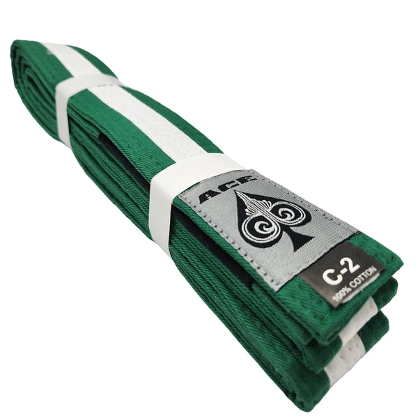 Ace Fight Gear BJJ Belts Green/White / C00 Ace IBJJF Kids BJJ Belt