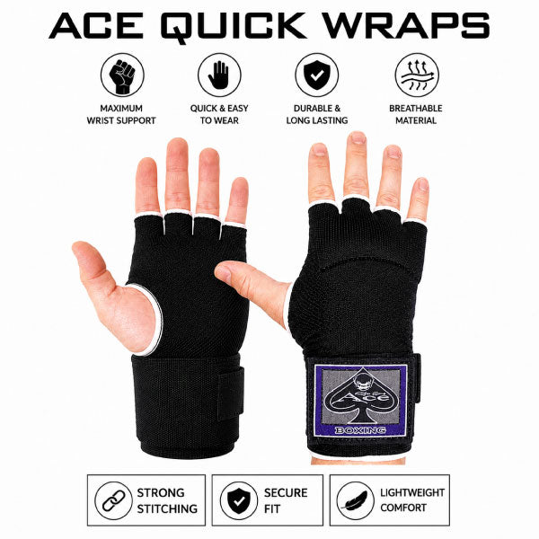 Ace Fight Gear Quick Wraps & Knuckle Guards Ace Boxing Quick Hand Wraps