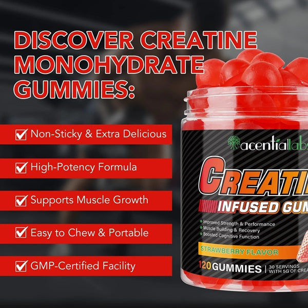 Acentiallabs Supplements Acentiallabs Creatine Infused Strawberry Gummies