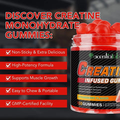 Acentiallabs Supplements Acentiallabs Creatine Infused Strawberry Gummies
