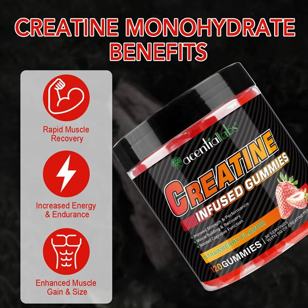 Acentiallabs Supplements Acentiallabs Creatine Infused Strawberry Gummies