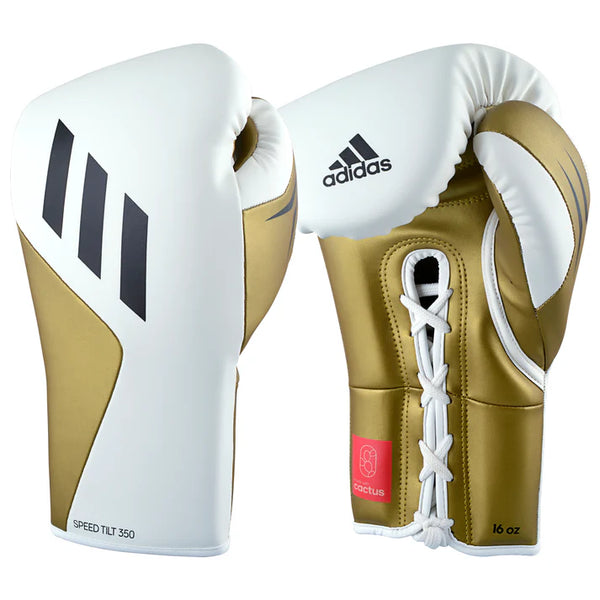 Adidas Boxing Gloves 16oz Adidas Speed Tilt 350 Lace-Up Boxing Gloves - White/Gold