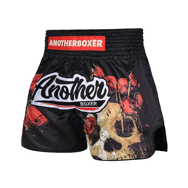 Another Boxer Muay Thai Shorts Another Boxer Black Skeleton Rose Muay Thai Shorts