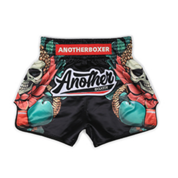 Another Boxer Muay Thai Shorts Another Boxer Black Skull Buddha Muay Thai Shorts