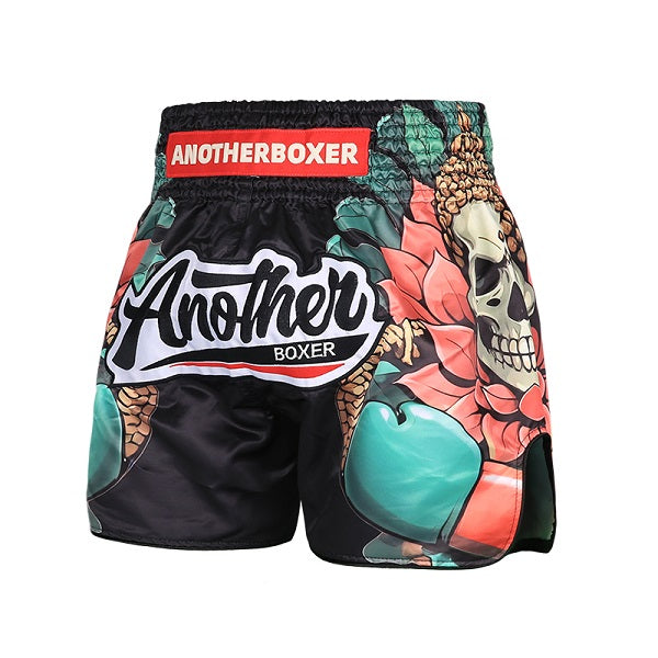 Another Boxer Muay Thai Shorts Another Boxer Black Skull Buddha Muay Thai Shorts