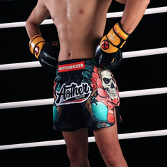 Another Boxer Muay Thai Shorts Another Boxer Black Skull Buddha Muay Thai Shorts