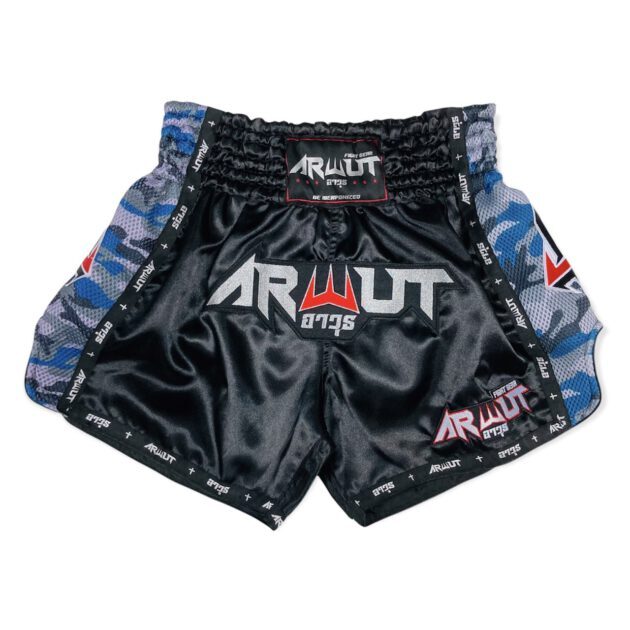 Arwut Retro Muay Thai Shorts Camo Edition Black/Blue