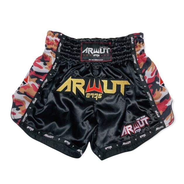 Arwut Retro Muay Thai Shorts Camo Edition Black/Red