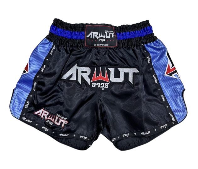 Arwut Retro Muay Thai Shorts Carbon Edition Black/Blue