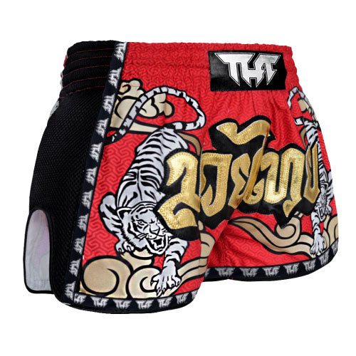 TUFF Double Tiger Retro Muay Thai Shorts - Red