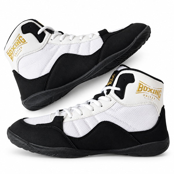 Boxing United Boxing Boots Boxing United PowerStep Boxing Shoes White Black Gold